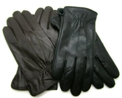 New Mens Premium High Quality Super Soft Real Leather Gloves Lined Winter Warm - Image 1 of 4
