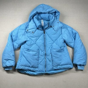 Free People Puffer Jacke Damen SM Puffa Oversized Baggy hellblau Reißverschluss Kapuze - Bild 1 von 9