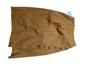 Allegra K Women's Brown Button Decor Linen Blend Split Pencil Skirt Medium NWT - Picture 1 of 6