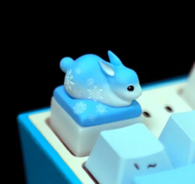 Snow Bunny Artisan Handmade Custom Keycap for Mechanical Keyboards MX-Compatible - Image 1 of 4