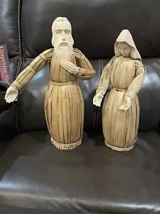 RAR Weihnachten Maria und Josef geschnitzt Cornhusk Holz Set Vintage Philippinen - Bild 1 von 23