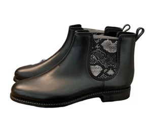 Henry Ferrera Couture Ladies Size 9 M Rain Boots Black Matt Slip on NWT - Picture 1 of 7