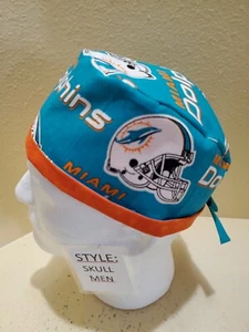 Miami Dolphins NFL Men's Skull/Chemo Surgical Scrub Hat/Cap Handmade - Picture 1 of 6