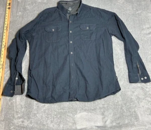 KUHL Shirt Men M Gray Blue Flannel Long Sleeve Button Up Hiking XXL - Picture 1 of 5