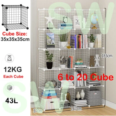6 to 20 Cube DIY Wire Storage Shelves Cabinet Metal Display Shelf Toy Book - image 1 of 4