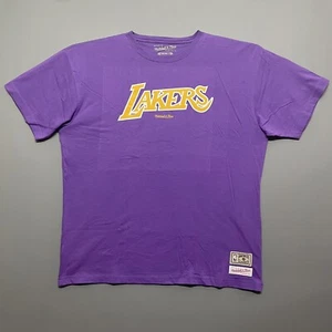 Mitchell & Ness Lakers Spell Out Print T Shirt Crew Neck Men Sz XXL Purple - Picture 1 of 9