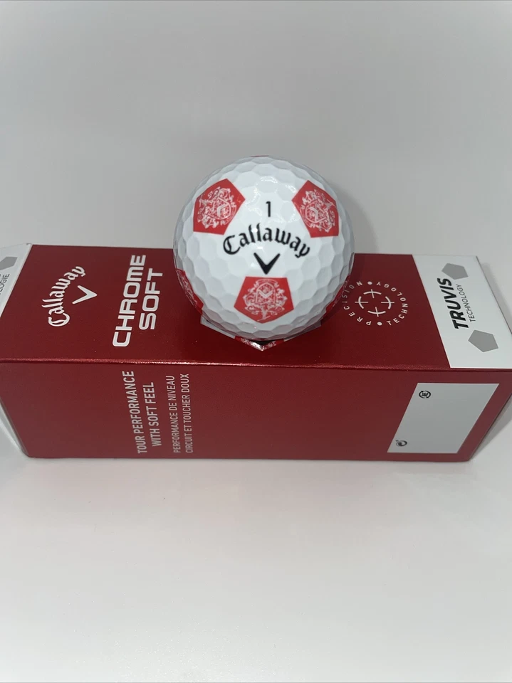 (1) RARE Callaway Chrome Soft TRUVIS Golf BALL - TRUMP NATIONAL - RED Pentagon - Imagem 1 de 1