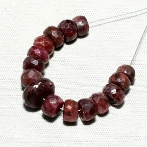 28.90ct Natural Ruby Faceted Rondelle Beads Loose Gemstone Size 5mm To 9mm 15pcs - Picture 1 of 6
