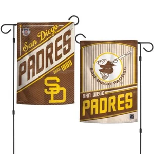 SAN DIEGO PADRES COOPERSTOWN COLLECTION 12"X18" 2-SIDED GARDEN FLAG WINCRAFT - Picture 1 of 1