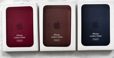 iPhone Leather Wallet with MagSafe In 3 Colors, maroon ,Brown, and Navy - Image 1 of 2