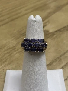 MICHELLE ALBALA 925 Sterling Silver Tanzanite Gemstone Cluster Ring Size 5 - Picture 1 of 3