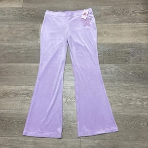 Juicy Couture Pants Butterly  Large Purple Velour Pants Orchid Bloom Flare NWT - Picture 1 of 12