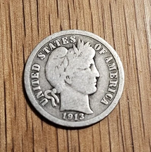 Moneta da barbiere in argento 1913 Philadelphia come nuova, (B3B7) - Foto 1 di 2