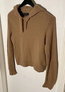 Rag & Bone 100% Cashmere Hoodie Sweater Womens Size Small Brown Beige Soft READ* - Picture 1 of 8