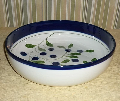 HUGE Dansk 11 3/4 " SERVING BOWL. BERRIES / BLUEBERRIES pattern Very heavy. - Image 1 of 4