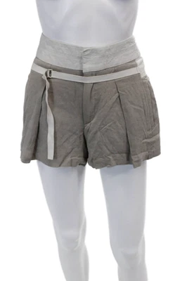Pantalones cortos Helmut Lang para mujer plisados delanteros tiro alto cremallera gris talla 0 Foto 1 de 4