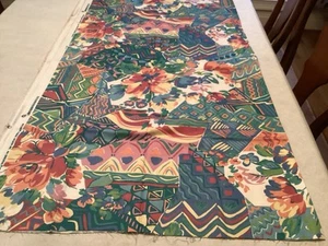 Interior Design Inc Fabric 53" X 1 Yd Geometric & Floral Chintz Blue green 1992 - Picture 1 of 15