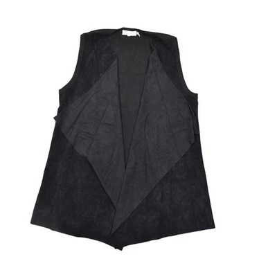 Cárdigan negro Calvin Klein, L, poliéster, frente abierto imitación cuero gamuza Foto 1 de 4