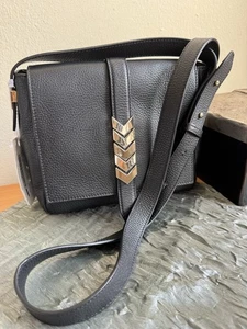 VERSACE COLLECTION GRAIN LEATHER CROSSBODY BLACK SMALL ITALY - Picture 1 of 13
