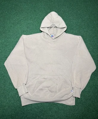 Vintage 90s Russell Athletic Blank Minimalist Biege Tan Sand RARE Lrg Hoodie  - Image 1 of 4