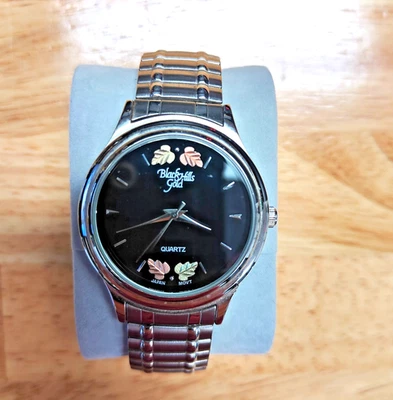 Black Hills Gold Men’s Watch Green Rose Grape Leaves Expandable Band Quartz - Image 1 of 4