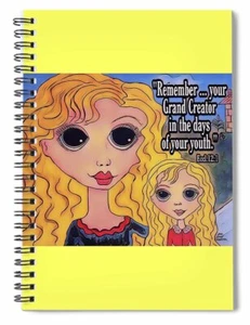 Künstler große Augen Orig Design Notizbuch gelbe Schrift ideal für Kinder 6 x 8 - Bild 1 von 1