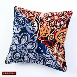 Embroidered pillow cover 18X18" from Peru, Throw black Accent Pillowcases - Picture 1 of 4