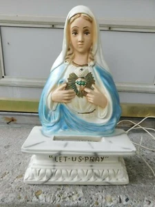 VINTAGE LARGE MARY "LET US PRAY" LAMP PACINI NOVELTY DETROIT MICHIGAN - Picture 1 of 12
