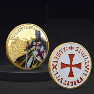 Moneda Desafío Conmemorativa de Metal Medalla Caballeros Templarios Decoración Oro Británico - Imagen 1 de 8