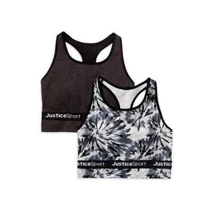 Justice Sport Bra Girls 30 Stretch Racerback Seamless Longline Breathable 2-Pack - Picture 1 of 6