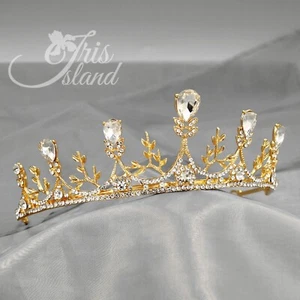 Wedding Bridal Princess Crystal Tiaras Crowns Gold Headband Hair Accessories 1 - Picture 1 of 5