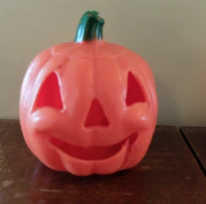 Vintage Gurley Halloween Large 6 Inch Full  Face Pumpkin Jack o Lantern Candle - Picture 1 of 11