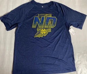 NEW Notre Dame Mens LARGE T-Shirt Fighting Irish BLUE w/ ND on INDIANA LOGO - Picture 1 of 4
