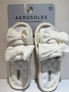 Aerosoles Memory Foam Soft Ribbon Slippers Sandals Size Medium 6.5"-7.5" White - Picture 1 of 10