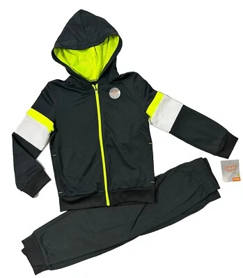 Jumping Beans Boys Size 5 Track Suit Outfit Hoodie Jacket Pants Grey Yellow NWT - Image 1 of 4