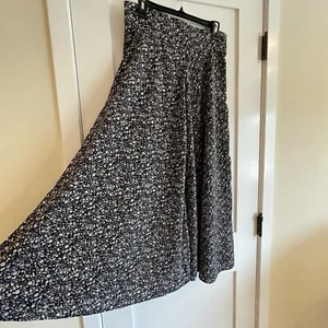 Fairy Boho Hippie Hippy Peasant Whimsy Cottage Floral Midi Maxi Skirt Black L - Picture 1 of 10