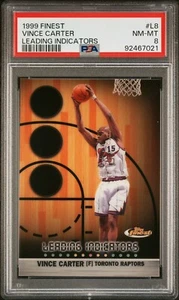 1999 TOPPS FINEST VINCE CARTER LEADING INDICATORS INSERT CARD *PSA NM-MT 8! - Picture 1 of 2