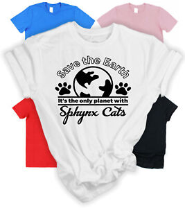 Save The Earth Sphynx Cat T-shirt Prezent dla Sfinksa Właściciela kota Prezent dla miłośnika kotów