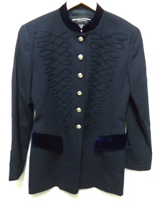 Adrienne Vittadini Collection Vintage Military Blazer top Wool Velvet Size Sz 4 - Image 1 of 4