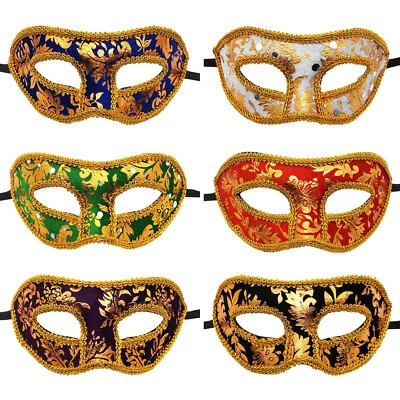 6Pcs Men's Venetian Masquerade Ball Eye Mask Mardi Gras Custume Party Halloween - Image 1 of 4