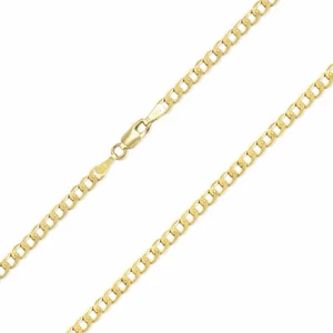 14K Yellow Gold Hollow Cuban Necklace Chain 3.5mm 16-30" - Curb Link Men Women - Picture 1 of 1