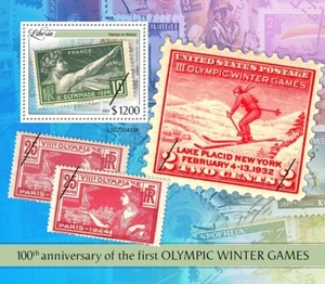 Stamps on Stamps 1st Olympic Winter Games MNH Stamps 2023 Liberia S/S - Picture 1 of 1