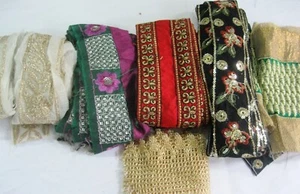 21 yard Gold embroidered border lace for craft and sewing 400 grams/.a-30 - Picture 1 of 6