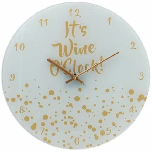 ITS WINE O' CLOCK GLASS WALL CLOCK KITCHEN HOME GIFT 35CM NOVELTY QUARTZ TIME - Image 1 of 1
