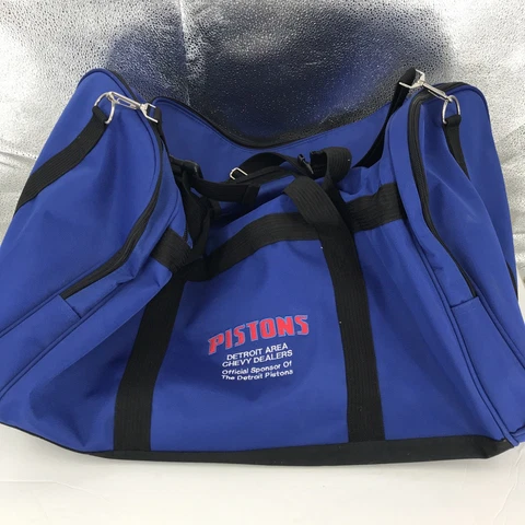 Detroit Pistons Duffel Bag Gym Tote NBA Blue Sponsored By Chevy Dealers Cover