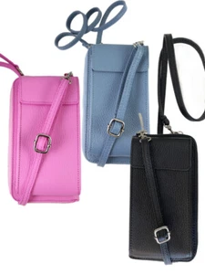 Leder Handytasche Umhängetasche Geldbörse Crossbody Bag Portemonnaie - Bild 1 von 8