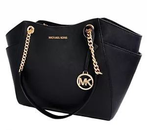 Michael Kors sac à main pour femme Jet Set Travel Chain LG cuir noir neuf - Photo 1 sur 21