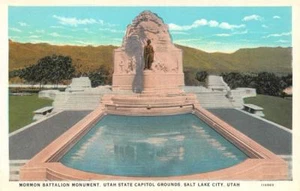 SALT LAKE CITY, UT Utah MORMON BATTALION MONUMENT~State Capitol c1920's Postcard - Picture 1 of 2