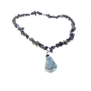 Natural Lapis Lazuli Necklace and Pendant Choker 16 Inch - Picture 1 of 4