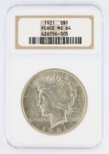 Dólar de plata Peace 1921 alto relieve NGC MS64 S$1 Filadelfia acuñado sin precio base - Imagen 1 de 4